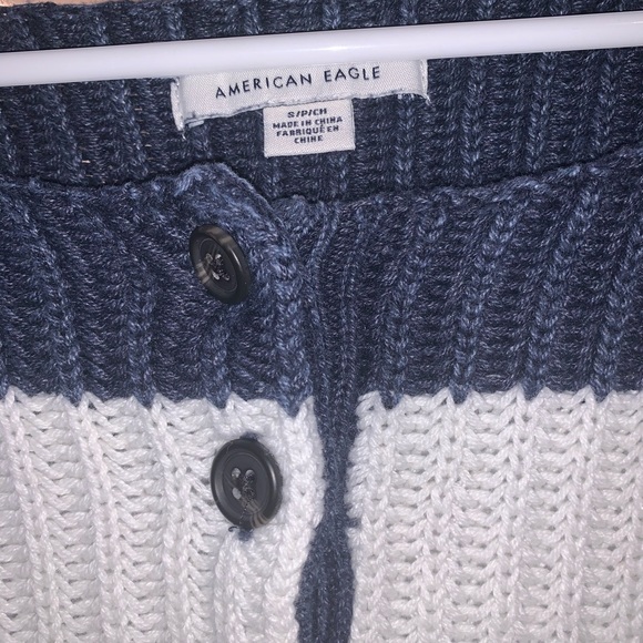 Blue and White Stripped Cropped Sweater from AEO - Picture 2 of 2